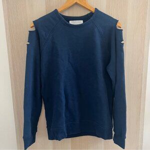 Everlane Shoulder Cutout Navy Crewneck Sweater